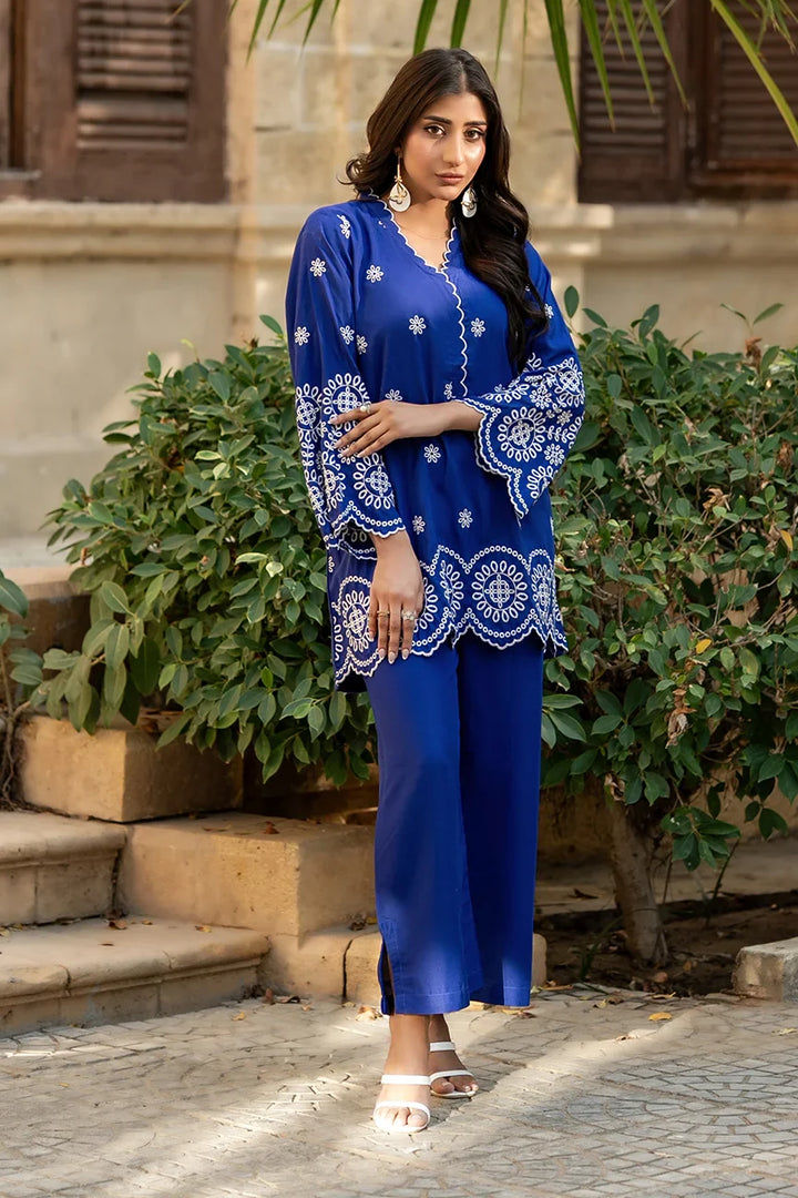 Dhaga Women Pret Embroidered 2 Piece cotton Azure bloom SS25DSE149 - Summer Collection