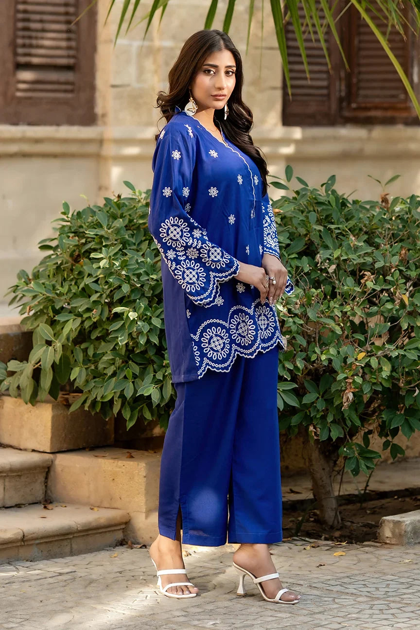 Dhaga Women Pret Embroidered 2 Piece cotton Azure bloom SS25DSE149 - Summer Collection