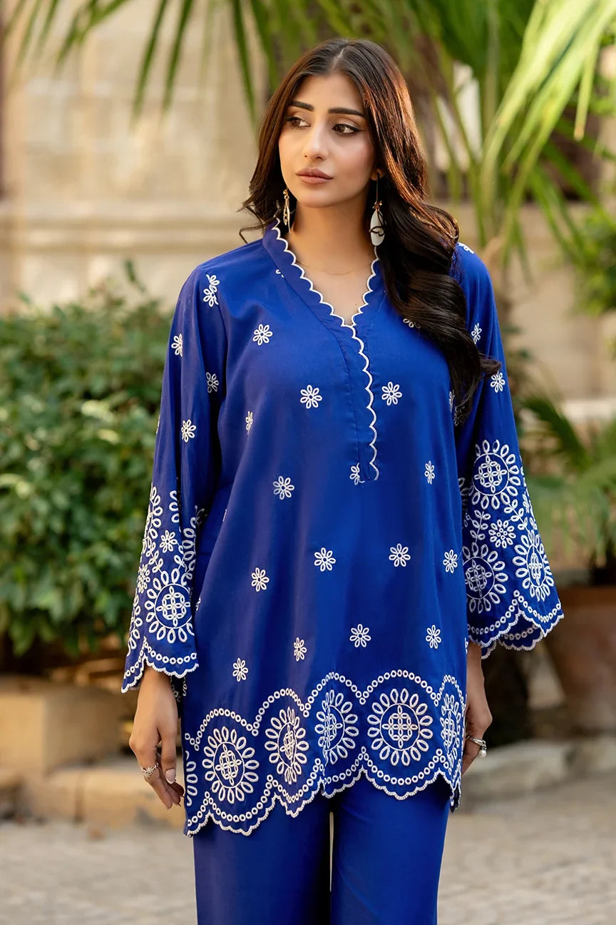 Dhaga Women Pret Embroidered 2 Piece cotton Azure bloom SS25DSE149 - Summer Collection