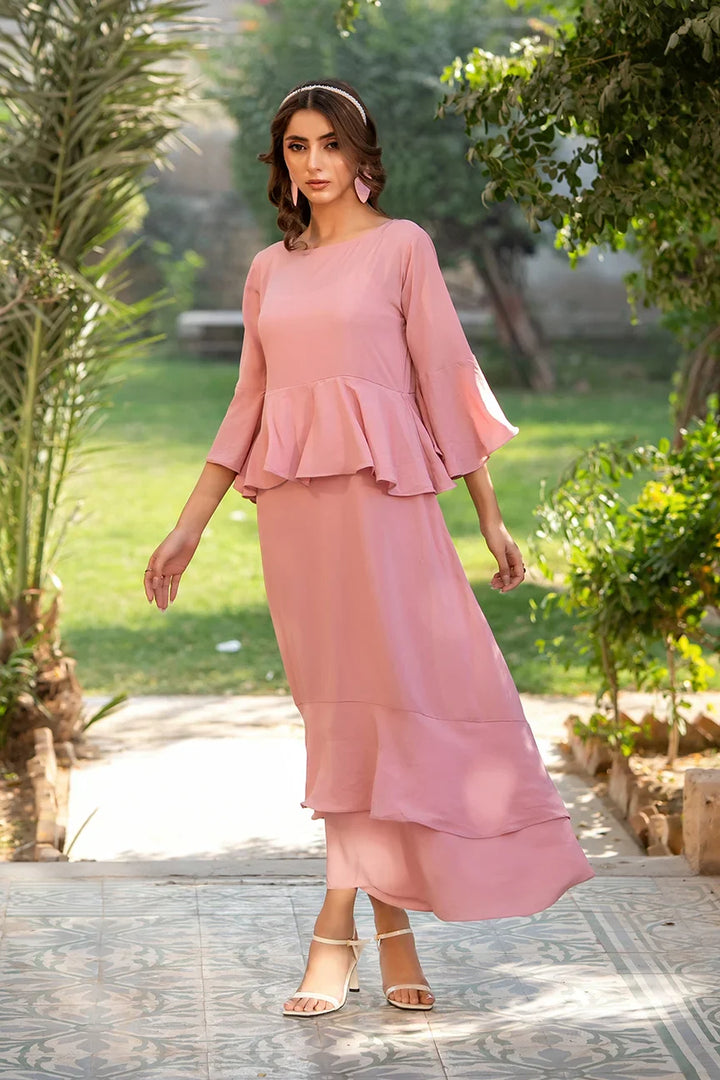 Dhaga Women Pret Printed 2 Piece Seersucker Pepolka Peach SS25DSD410 - Summer Collection