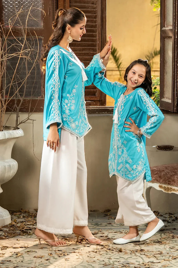 Dhaga Women Pret Embroidered 2 Piece poly cambric Sky Is Blue SS25DSE156 - Summer Collection