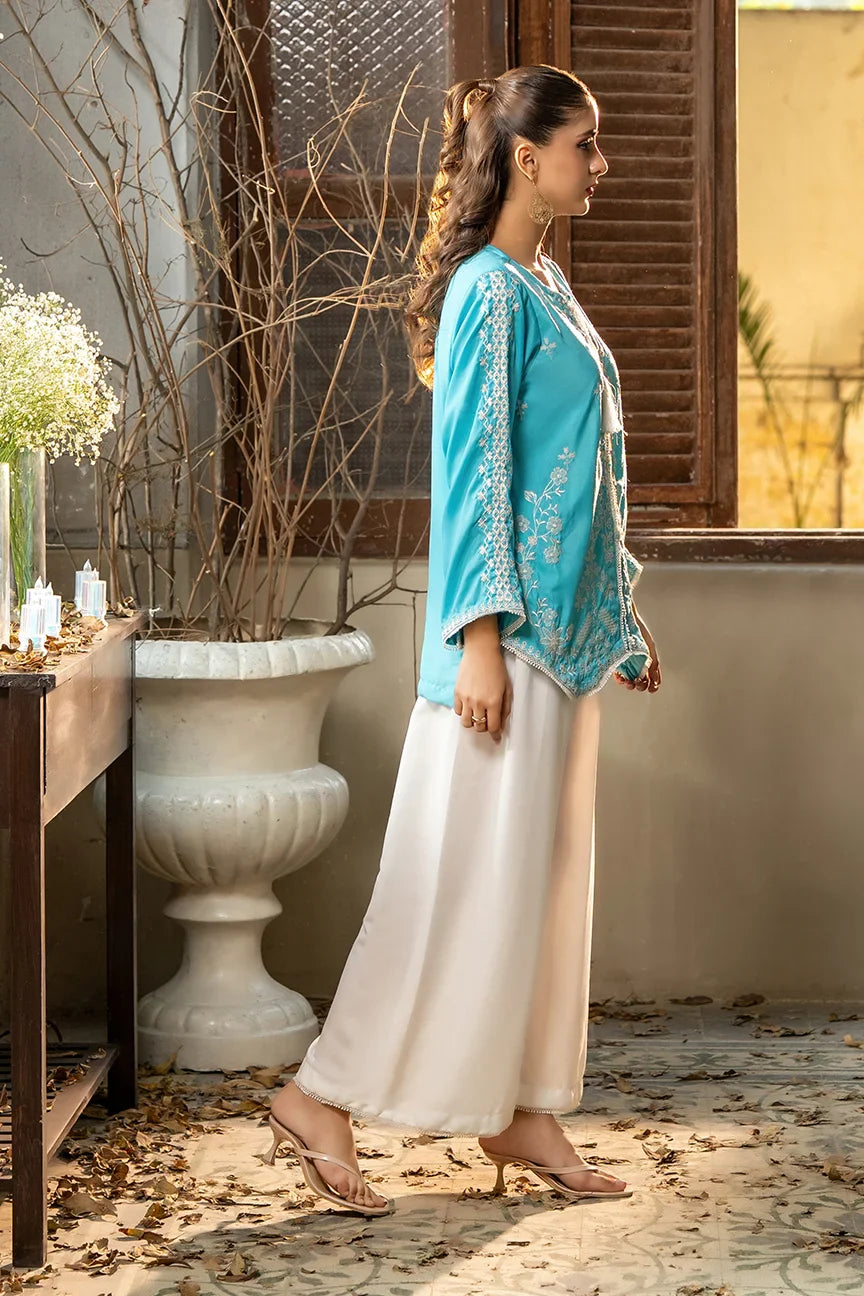 Dhaga Women Pret Embroidered 2 Piece poly cambric Sky Is Blue SS25DSE156 - Summer Collection