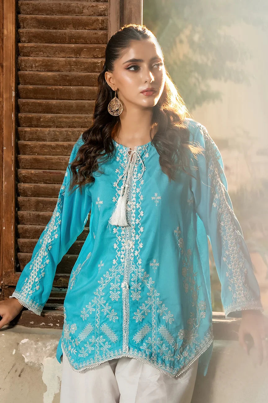 Dhaga Women Pret Embroidered 2 Piece poly cambric Sky Is Blue SS25DSE156 - Summer Collection