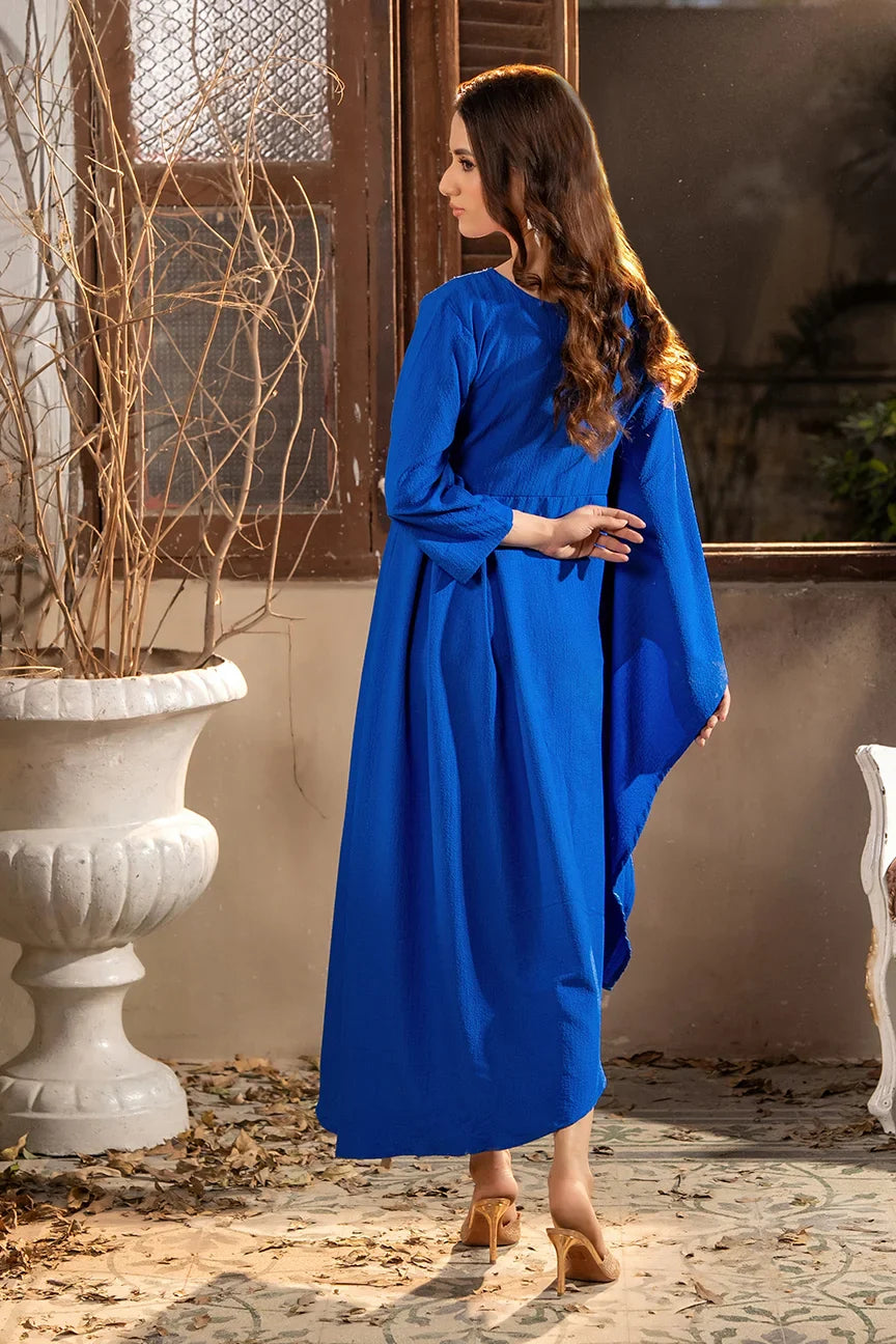 Dhaga Women Pret Printed 2 Piece Seersucker Flamenco Blue SS25DSD406 - Summer Collection