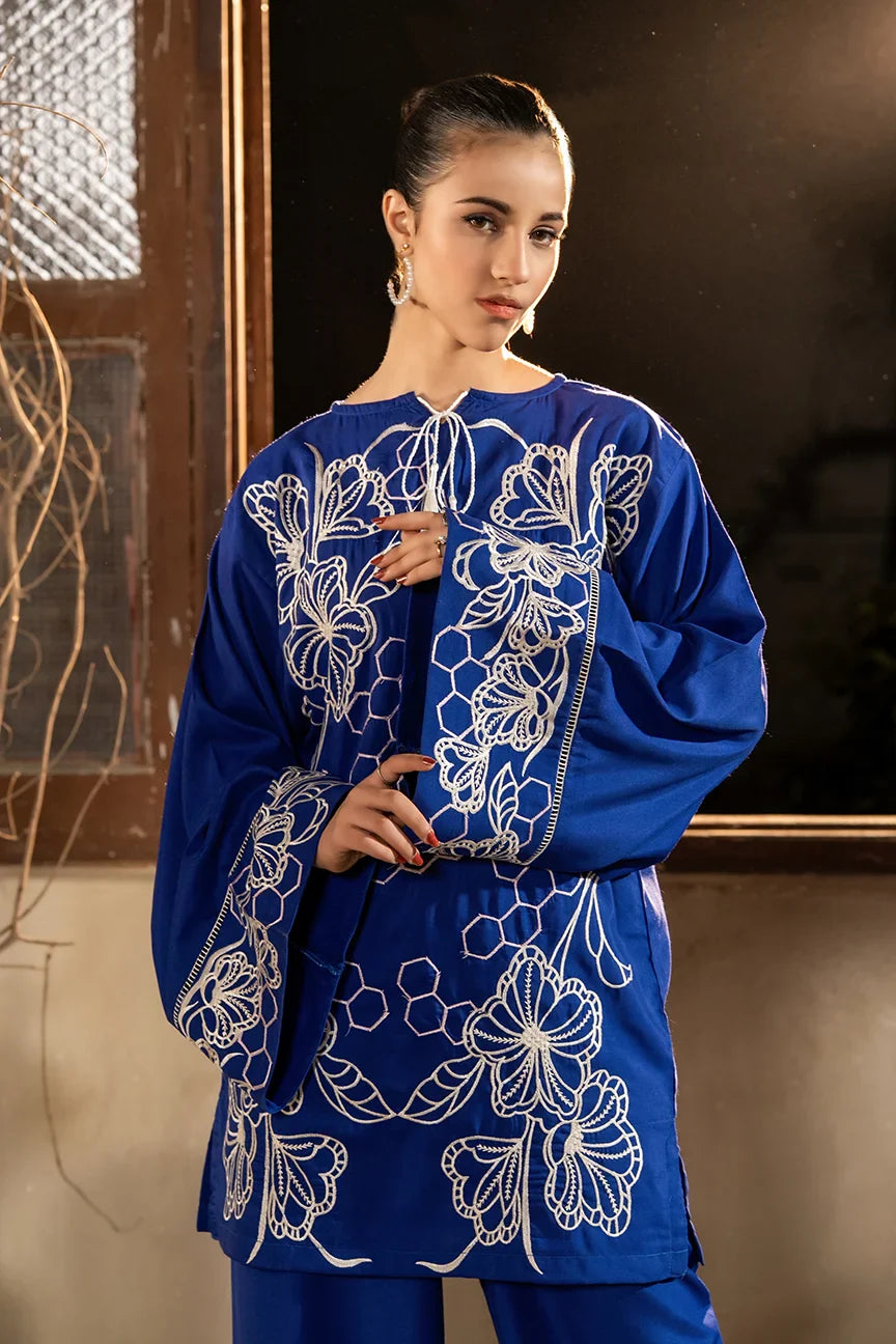 Dhaga Women Pret Embroidered Herringbone 2 Piece Suit Floral Honey Comb SS25DSE152 - Winter Collection