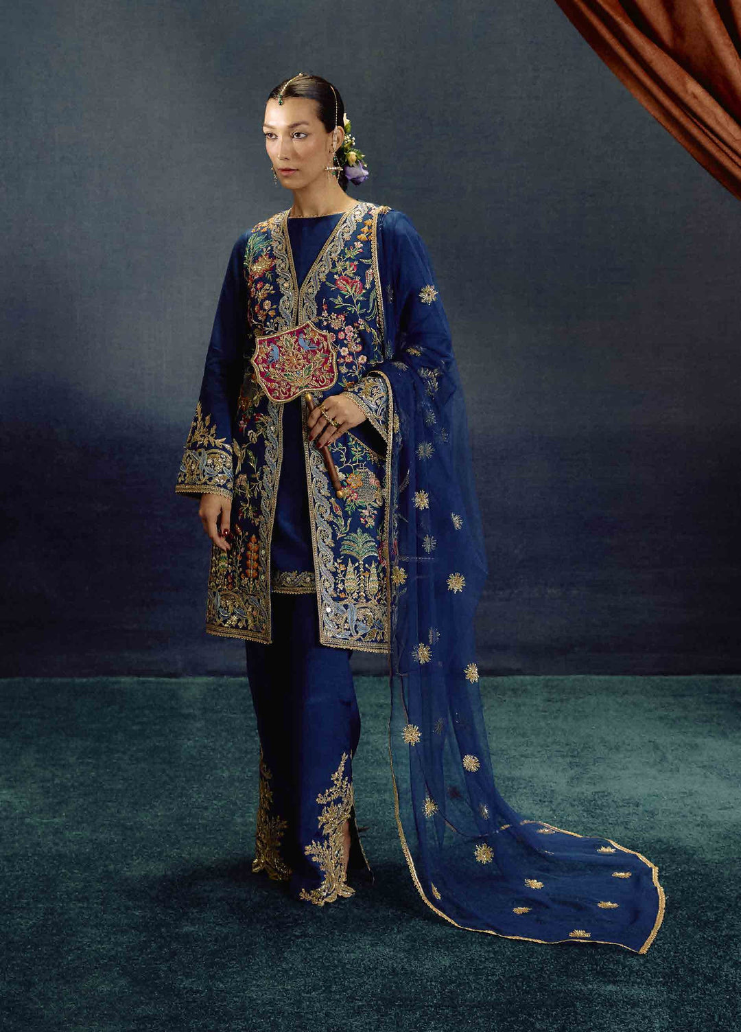 Kamiar Rokni Unstitched Embroidered Raw Silk 3 Piece Suit KR26UF Dilara - Festive Collection