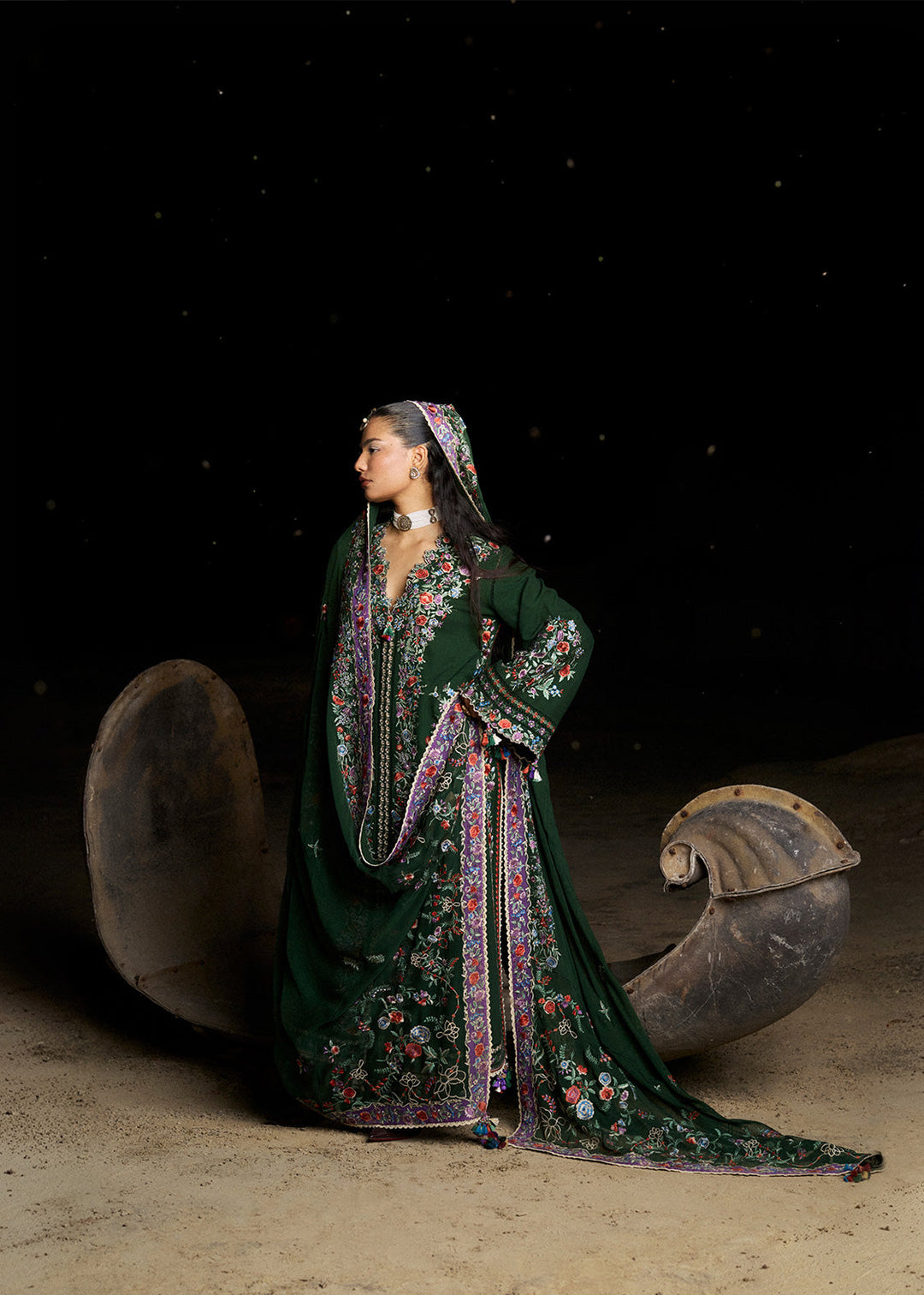 Radha Kishan by Hussain Rehar Unstitched Embroidered Karandi 3 Piece Suit CELADON - Winter Collection