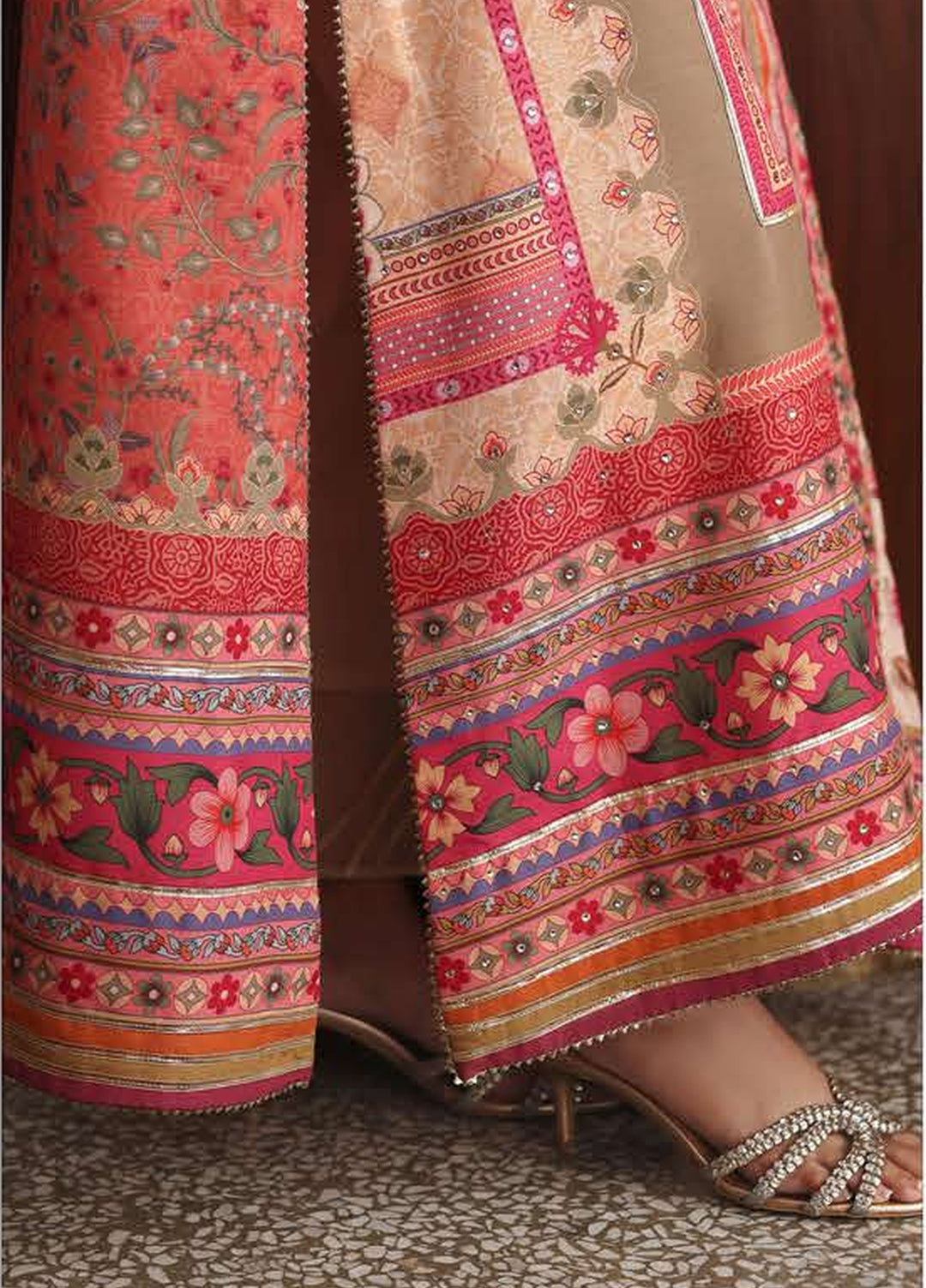 Nirvana by Mushq Unstitched Printed Raw Silk 3 Piece Suit MU26UNR Rose Mood HUNPS260104 - Festive Collection