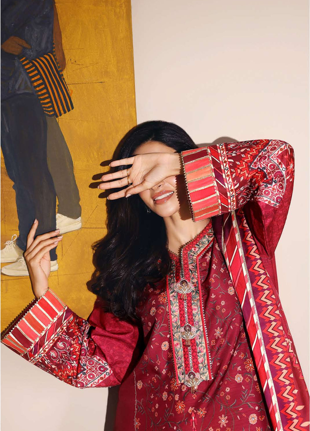 Nirvana by Mushq Unstitched Printed Raw Silk 3 Piece Suit MU26UNR Soft Spotlight HUNPS260106 - Festive Collection