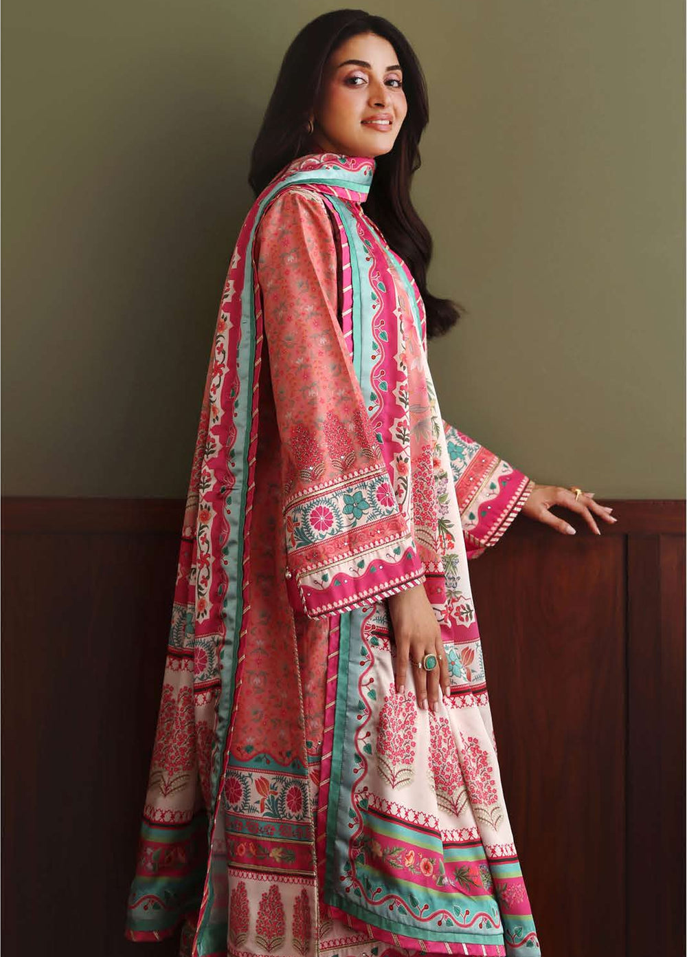 Nirvana by Mushq Unstitched Printed Raw Silk 3 Piece Suit MU26UNR Born Ready HUNPS260109 - Festive Collection