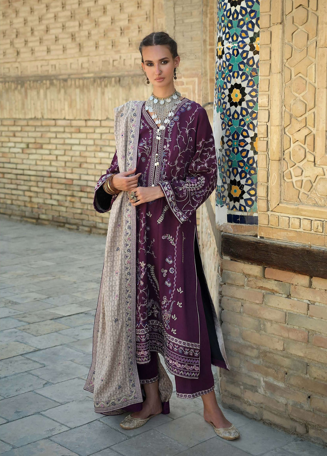 Beneath Bukhara by Mushq Unstitched Embroidered Corduroy 3 Piece Suit MU26UBBW Caravan HUNWI260102 - Winter Collection