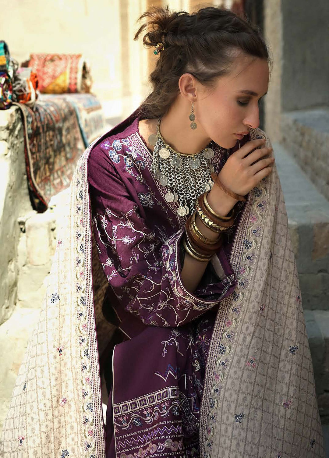 Beneath Bukhara by Mushq Unstitched Embroidered Corduroy 3 Piece Suit MU26UBBW Caravan HUNWI260102 - Winter Collection