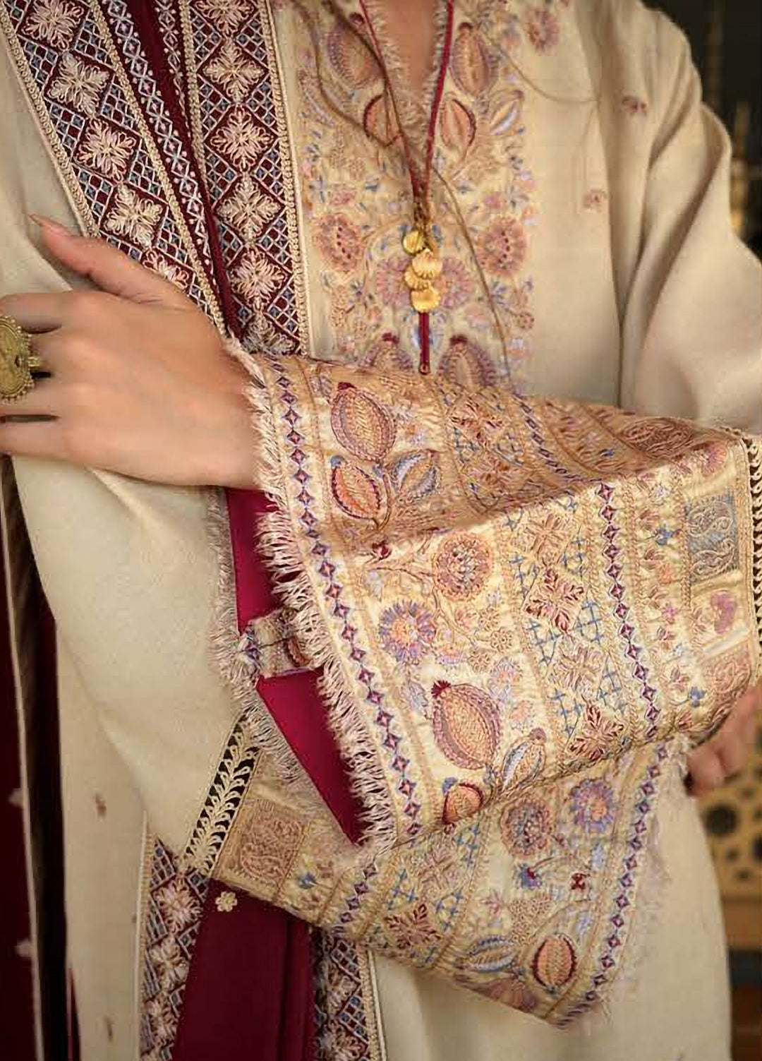 Beneath Bukhara by Mushq Unstitched Embroidered Karandi 3 Piece Suit MU26UBBW Frosted Dome HUNWI260110 - Winter Collection