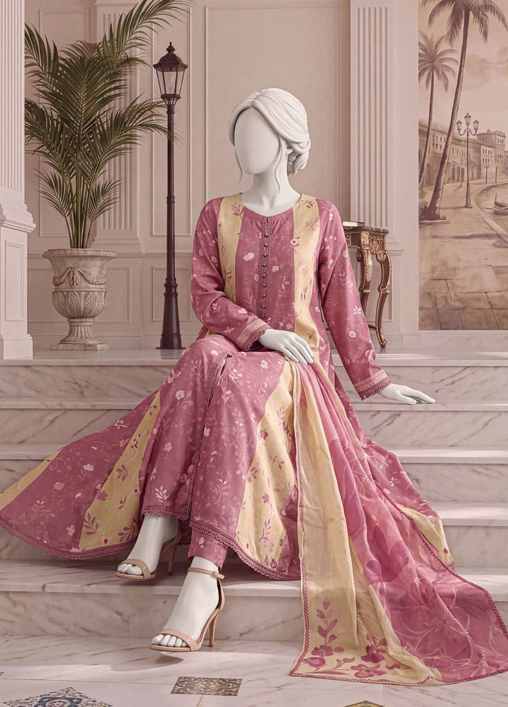 A Flowy Cut by HZ Textiles RTW Printed Raw Silk 3 Piece Suit HZ26RFC RPF-3P-004 Rose Blush - Casual Collection