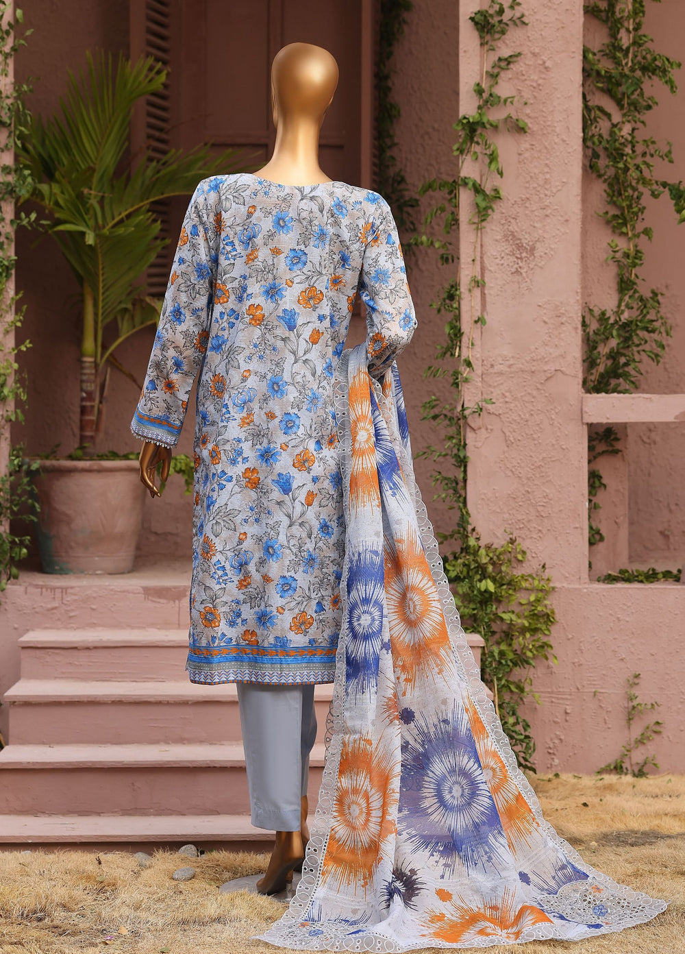 Meenakari by HZ Textiles Unstitched Embroidered Cotton 3 Piece Suit HZ26UCM MEC-1003 - Casual Collection