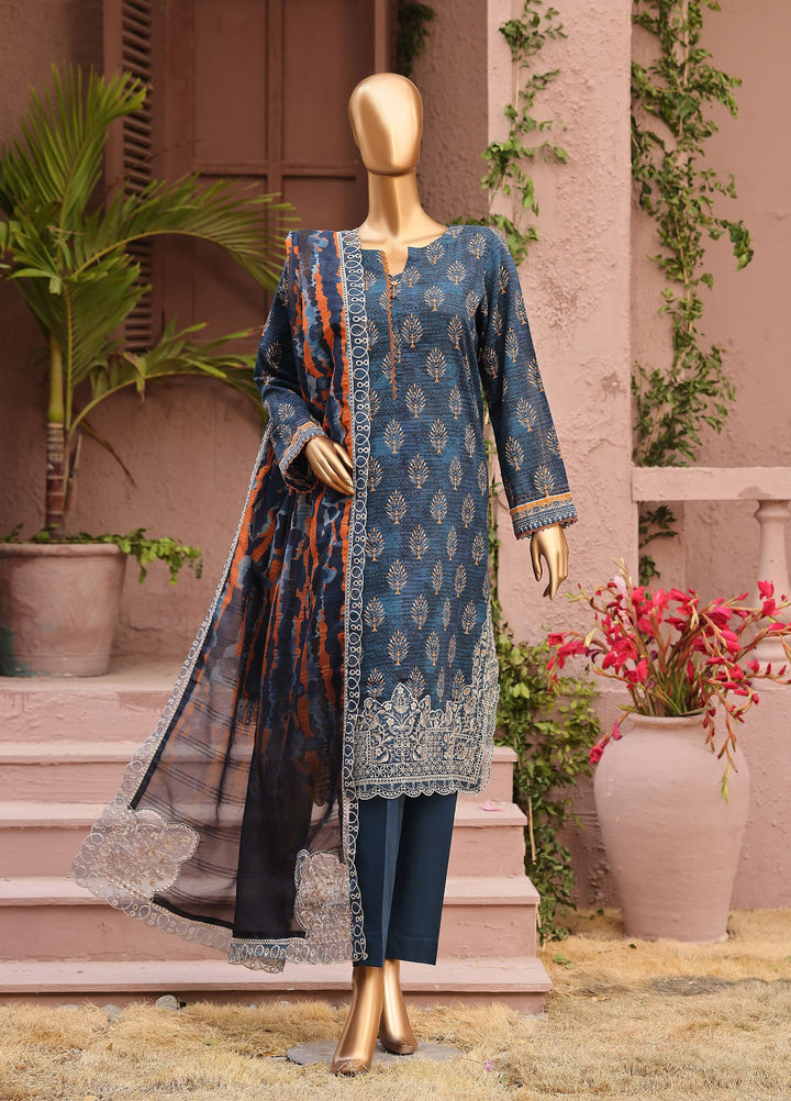 Meenakari by HZ Textiles Unstitched Embroidered Cotton 3 Piece Suit HZ26UCM MEC-1004 - Casual Collection