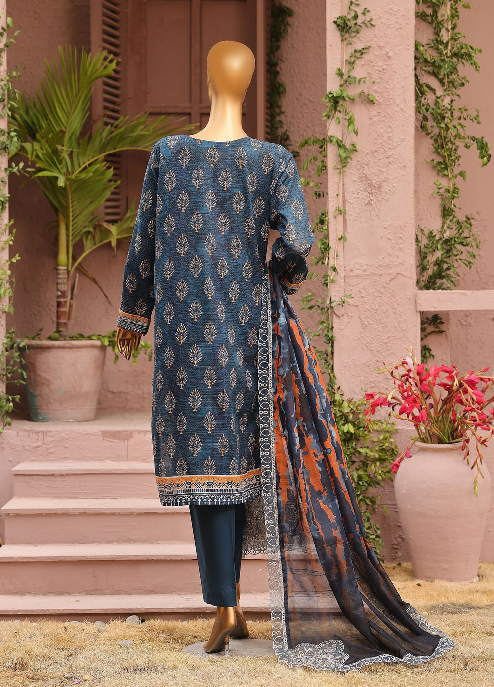 Meenakari by HZ Textiles Unstitched Embroidered Cotton 3 Piece Suit HZ26UCM MEC-1004 - Casual Collection