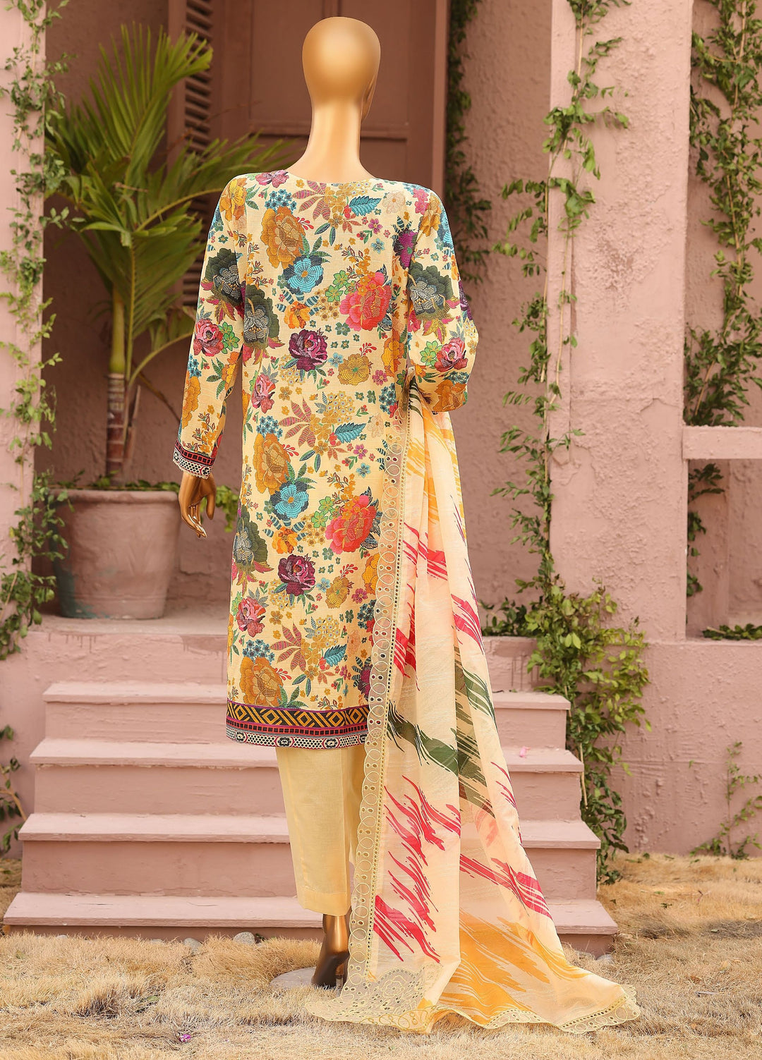 Meenakari by HZ Textiles Unstitched Embroidered Cotton 3 Piece Suit HZ26UCM MEC-1006 - Casual Collection