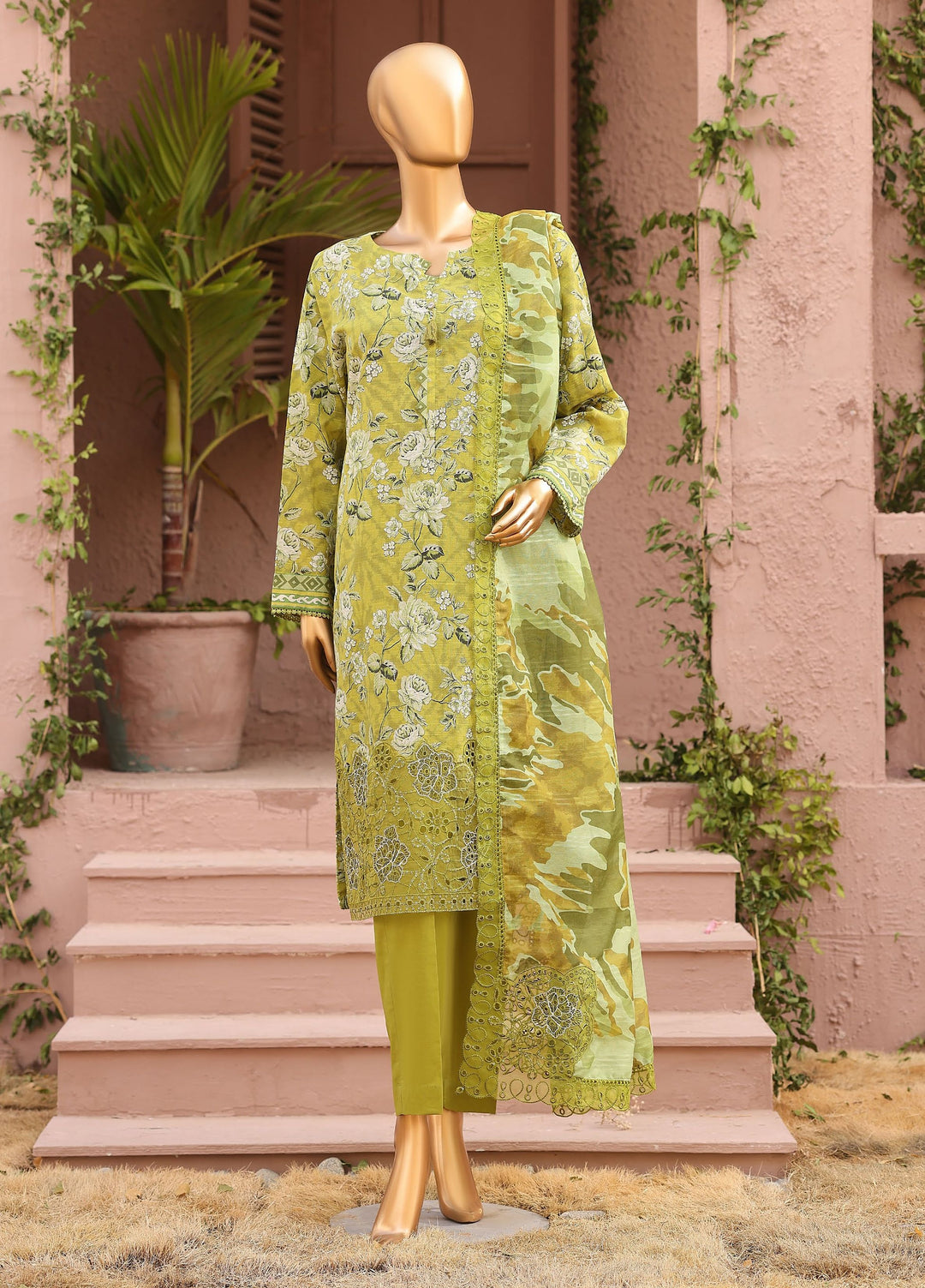 Meenakari by HZ Textiles Unstitched Embroidered Cotton 3 Piece Suit HZ26UCM MEC-1008 - Casual Collection