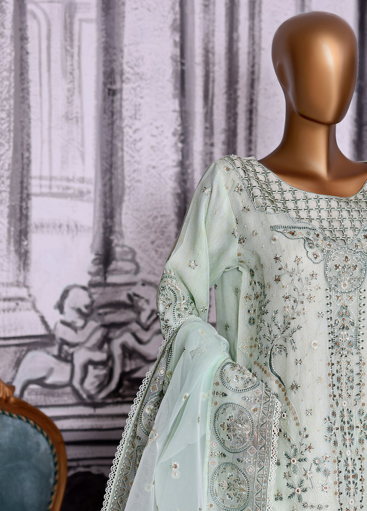 Falsafaa by HZ Textiles RTW Embroidered Organza 3 Piece Suit HZ26ULF HZK-229 Aqua - Festive Collection