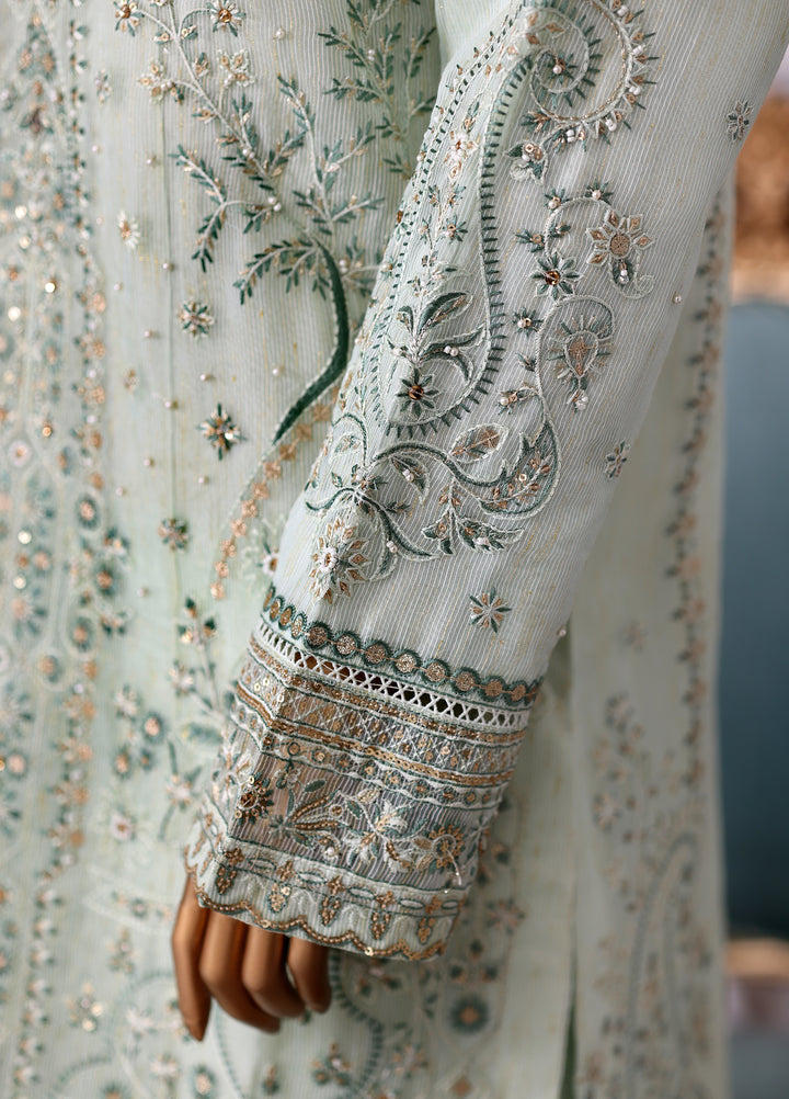 Falsafaa by HZ Textiles RTW Embroidered Organza 3 Piece Suit HZ26ULF HZK-229 Aqua - Festive Collection