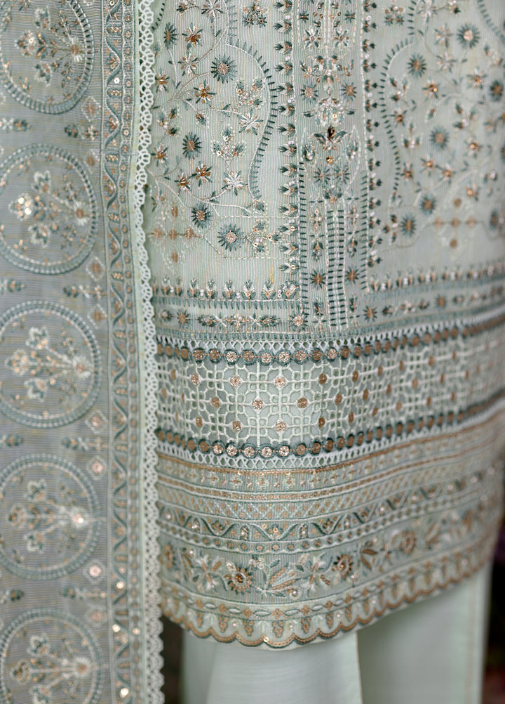 Falsafaa by HZ Textiles RTW Embroidered Organza 3 Piece Suit HZ26ULF HZK-229 Aqua - Festive Collection