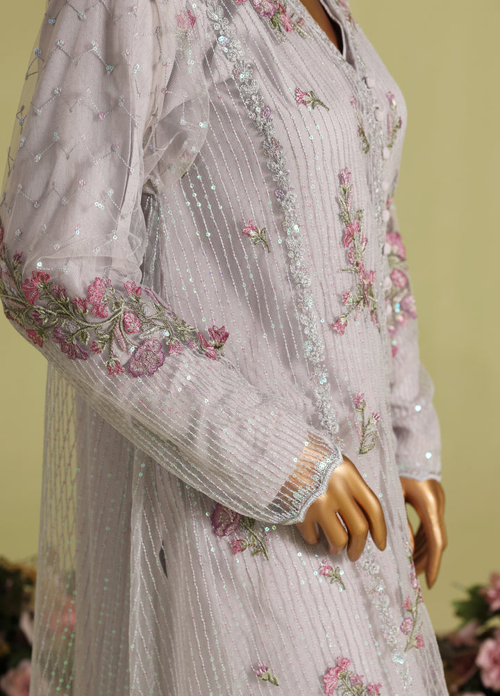 Falsafaa by HZ Textiles RTW Embroidered Organza 3 Piece Suit HZ26ULF HZK-237 C.Blue - Festive Collection