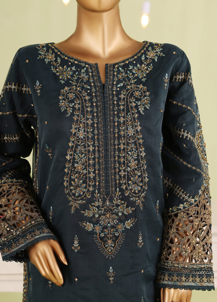 Falsafaa by HZ Textiles RTW Embroidered Organza 3 Piece Suit HZ26ULF HZK-238 M.Green - Festive Collection