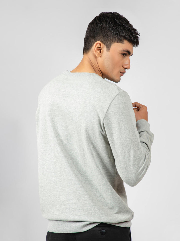 Brumano Ready To Wear Solids Cotton 1 Piece Men Heather Grey Long Sleeve Crewneck Sweatshirt 0-45-023-4008 - Winter Collection