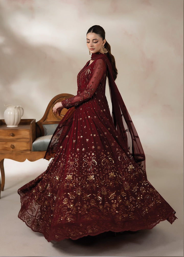 La Fiora by Imrozia Premium Unstitched Embroidered Chiffon 3 Piece Suit IP26ULC AMARANTE I-277 - Wedding Collection