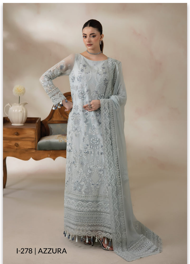 La Fiora by Imrozia Premium Unstitched Embroidered Chiffon 3 Piece Suit IP26ULC AZZURA I-278 - Wedding Collection