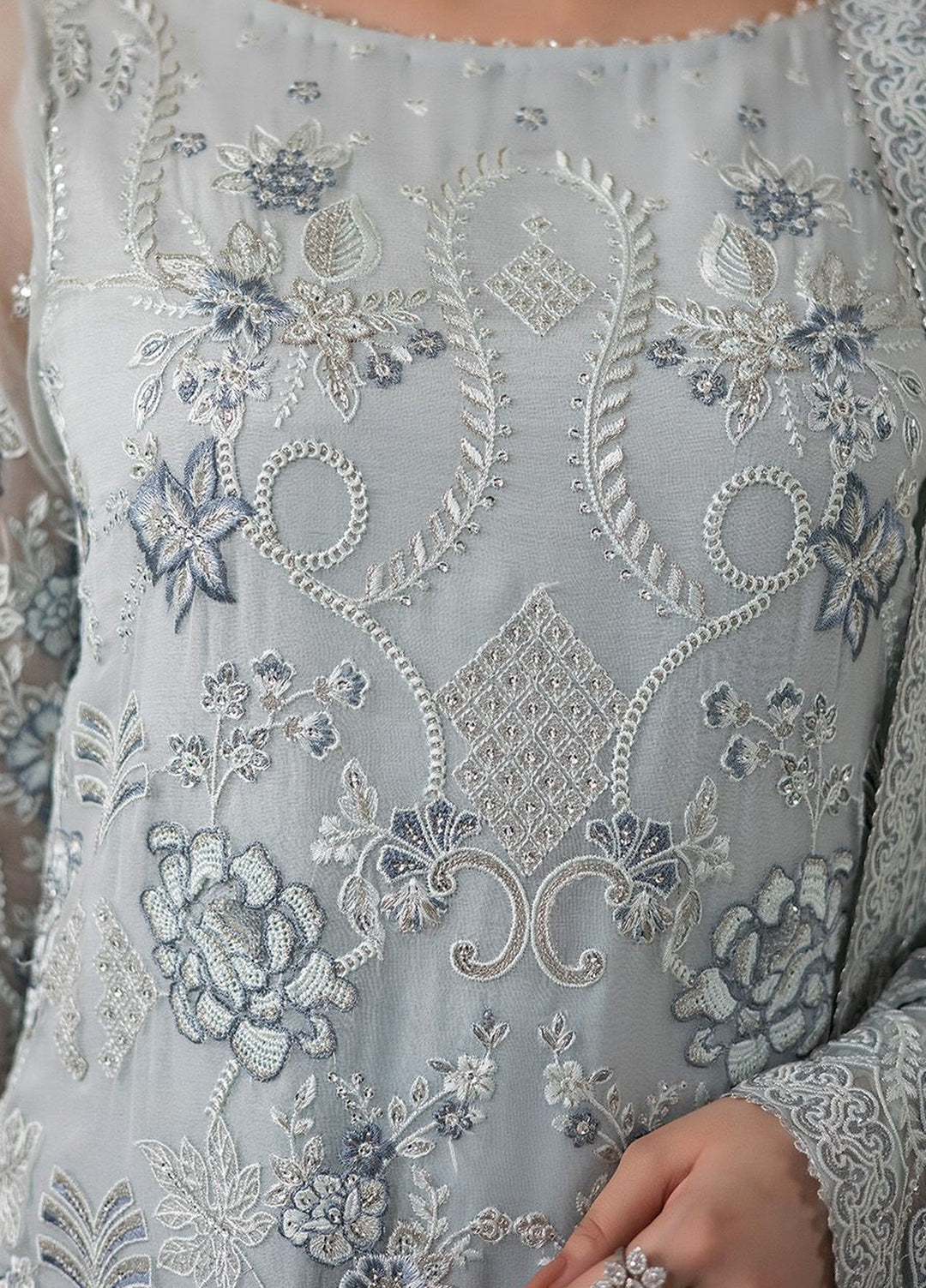 La Fiora by Imrozia Premium Unstitched Embroidered Chiffon 3 Piece Suit IP26ULC AZZURA I-278 - Wedding Collection