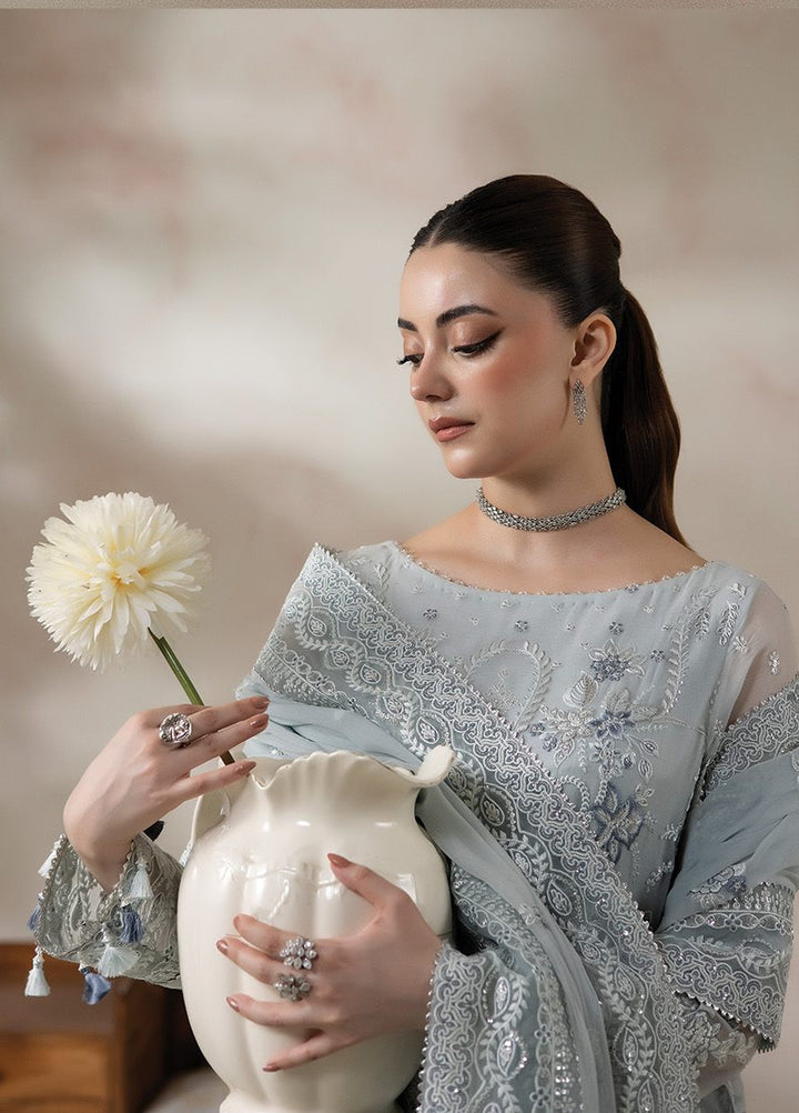 La Fiora by Imrozia Premium Unstitched Embroidered Chiffon 3 Piece Suit IP26ULC AZZURA I-278 - Wedding Collection