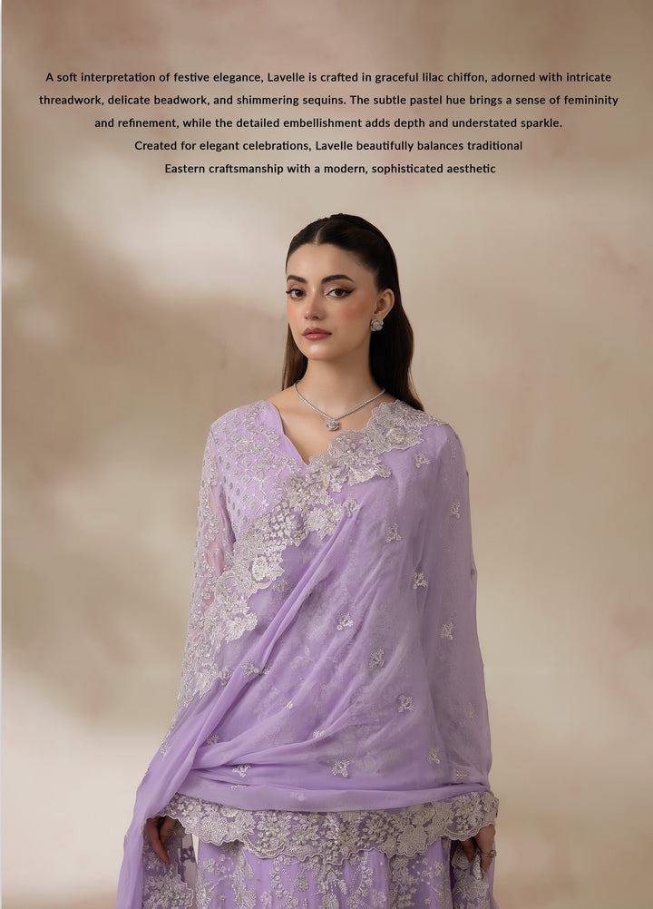 La Fiora by Imrozia Premium Unstitched Embroidered Chiffon 3 Piece Suit IP26ULC LAVELLE I-279 - Wedding Collection