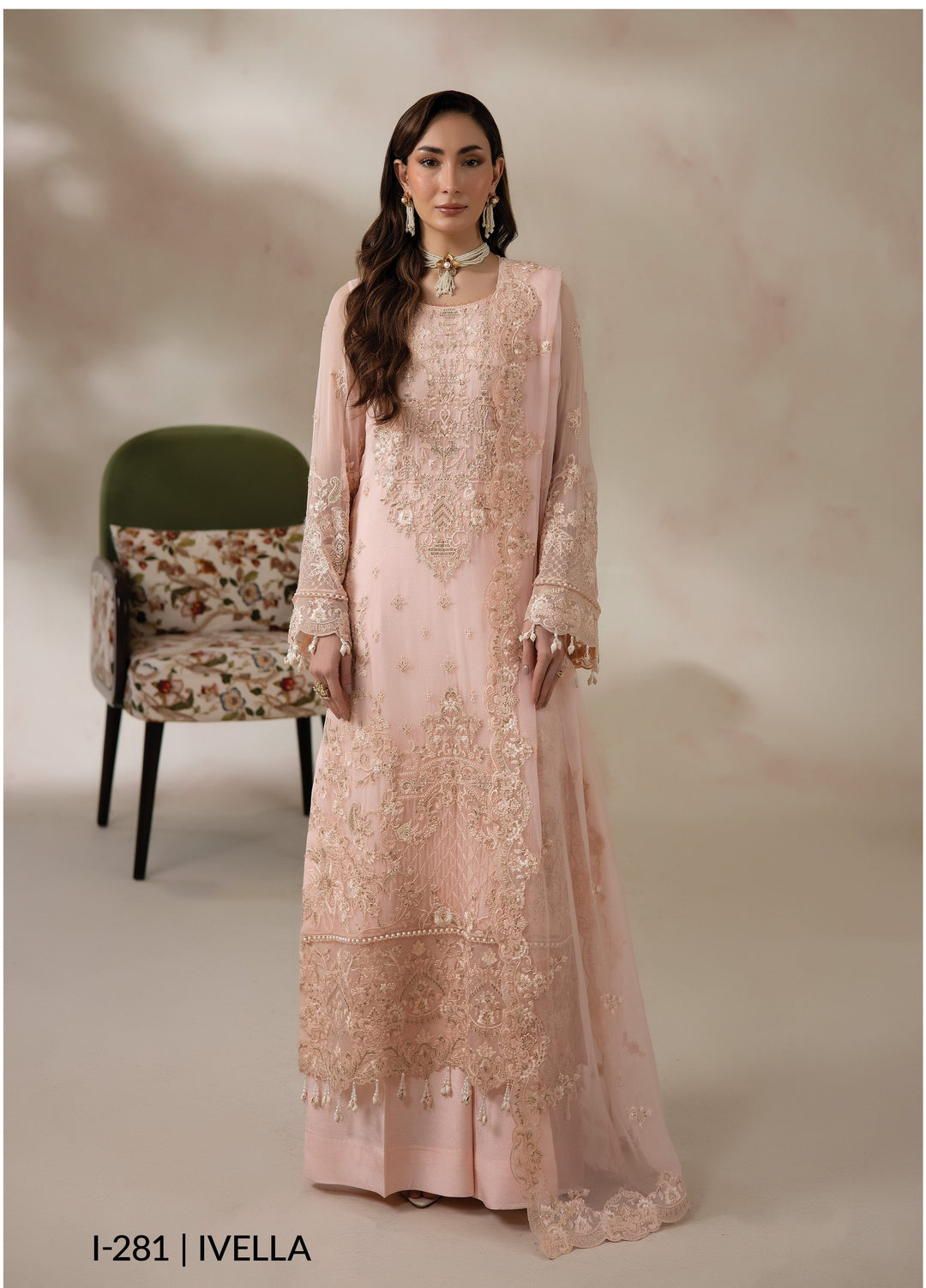 La Fiora by Imrozia Premium Unstitched Embroidered Chiffon 3 Piece Suit IP26ULC IVELLA I-281 - Wedding Collection