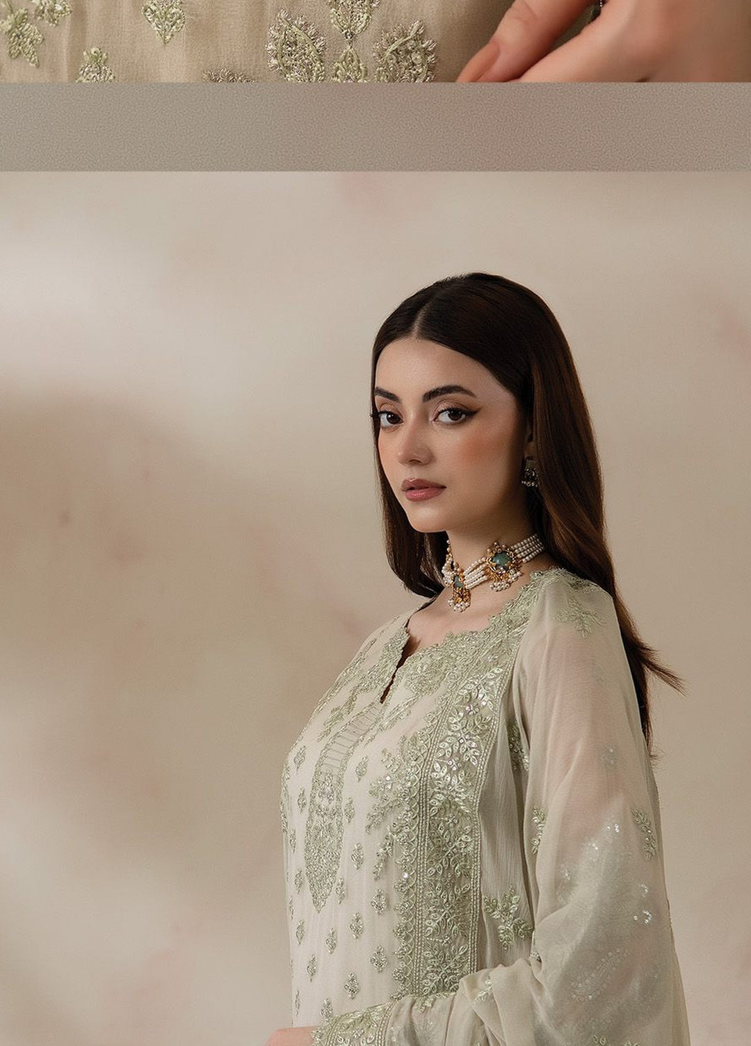 La Fiora by Imrozia Premium Unstitched Embroidered Chiffon 3 Piece Suit IP26ULC VERDELLE I-283 - Wedding Collection