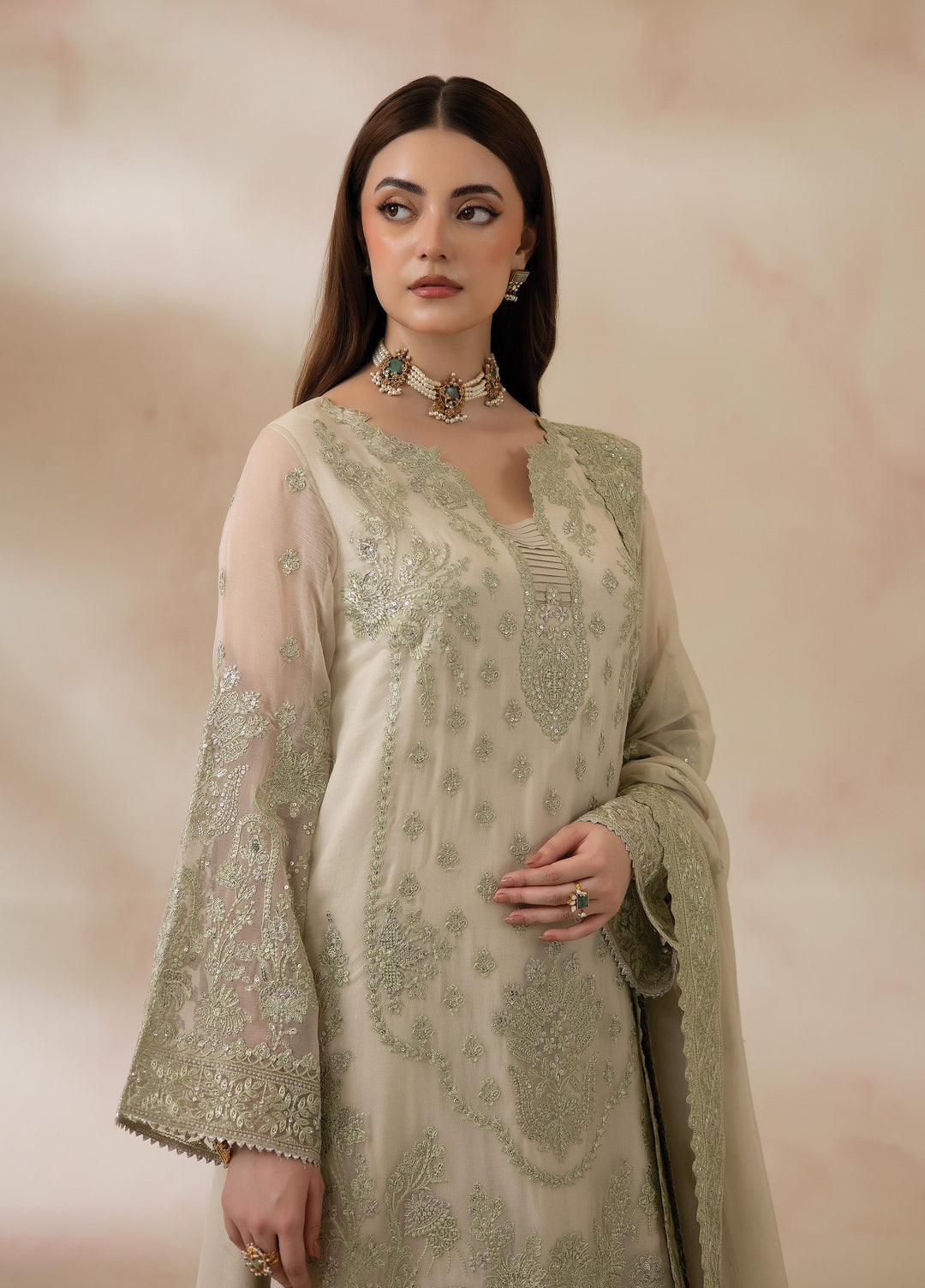La Fiora by Imrozia Premium Unstitched Embroidered Chiffon 3 Piece Suit IP26ULC VERDELLE I-283 - Wedding Collection