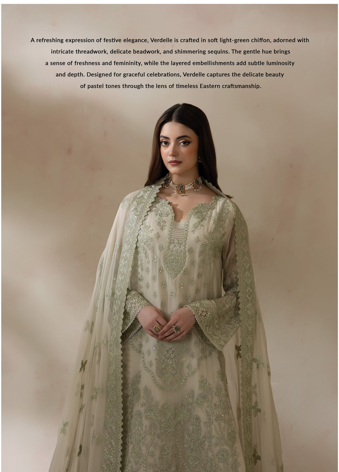 La Fiora by Imrozia Premium Unstitched Embroidered Chiffon 3 Piece Suit IP26ULC VERDELLE I-283 - Wedding Collection
