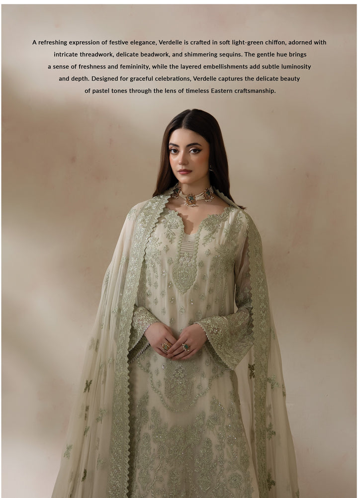 La Fiora by Imrozia Premium Unstitched Embroidered Chiffon 3 Piece Suit IP26ULC VERDELLE I-283 - Wedding Collection