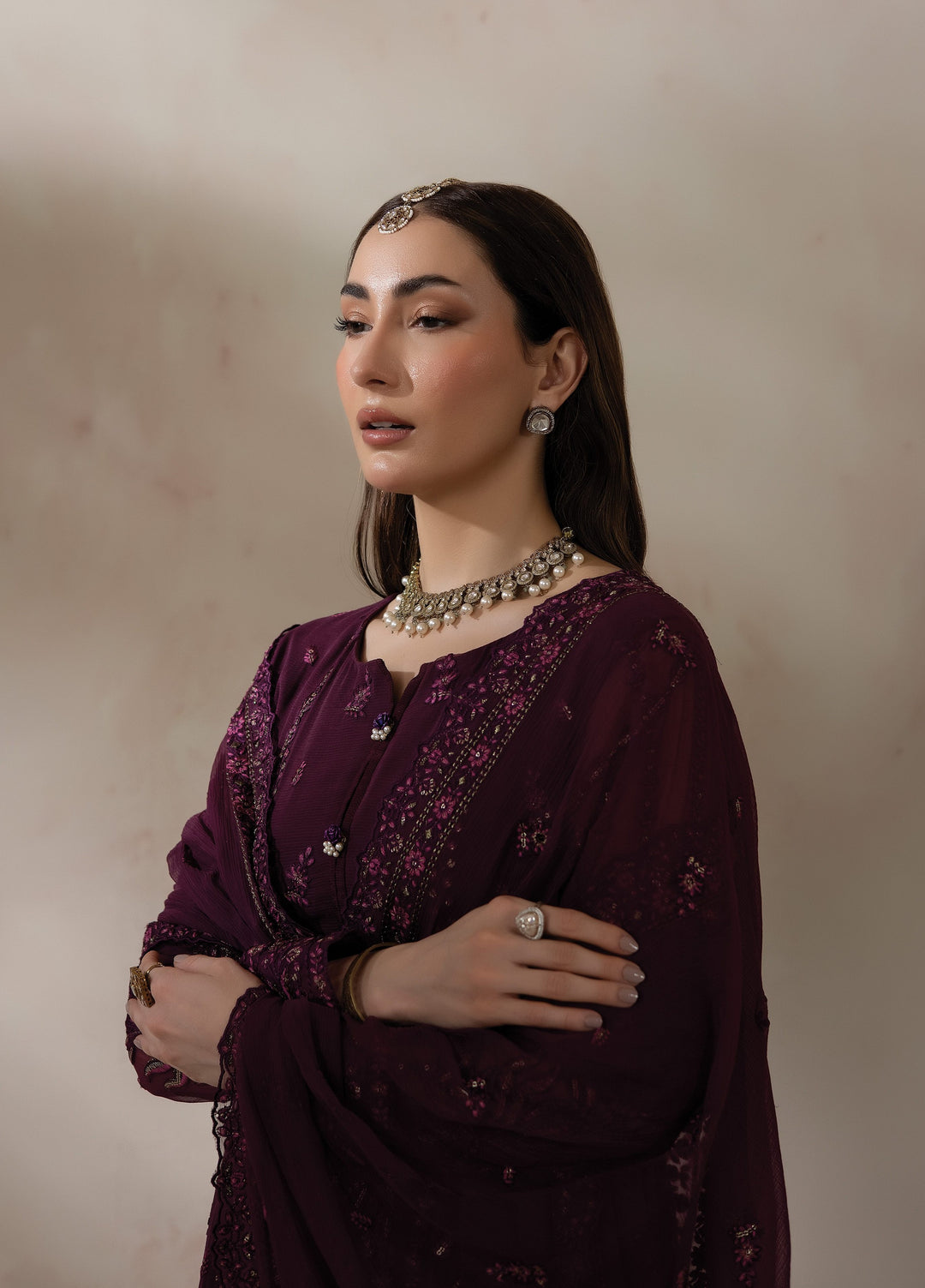 La Fiora by Imrozia Premium Unstitched Embroidered Chiffon 3 Piece Suit IP26ULC I-284 RUBELLE - Wedding Collection