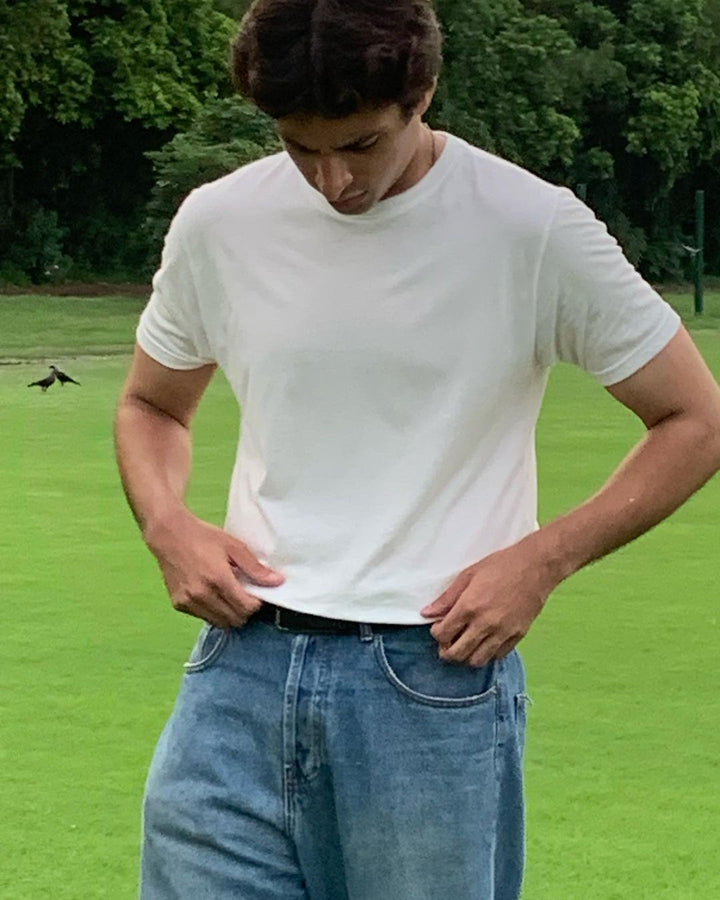 Muraqsh Ready To Wear Solids Cotton Men Off White Basic Thirt ABD-OWBT - Summer Collection