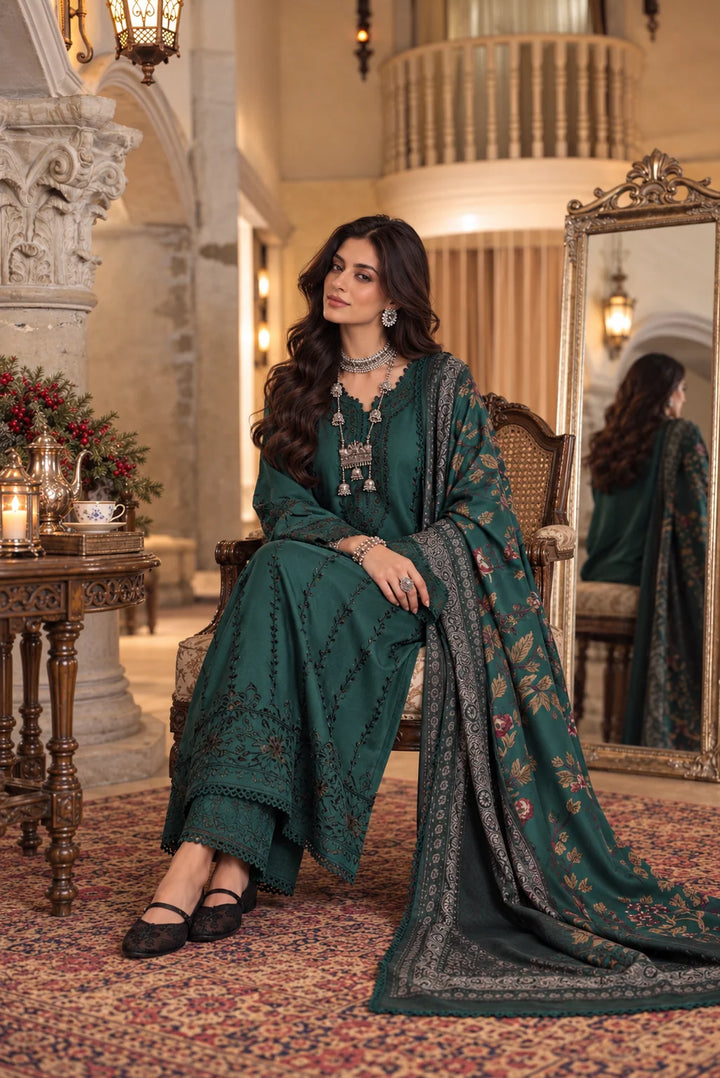 Noor by Saadia Asad Unstitched Embroidered Linen 3 Piece Suit SA26UNL D5 B - Winter Collection