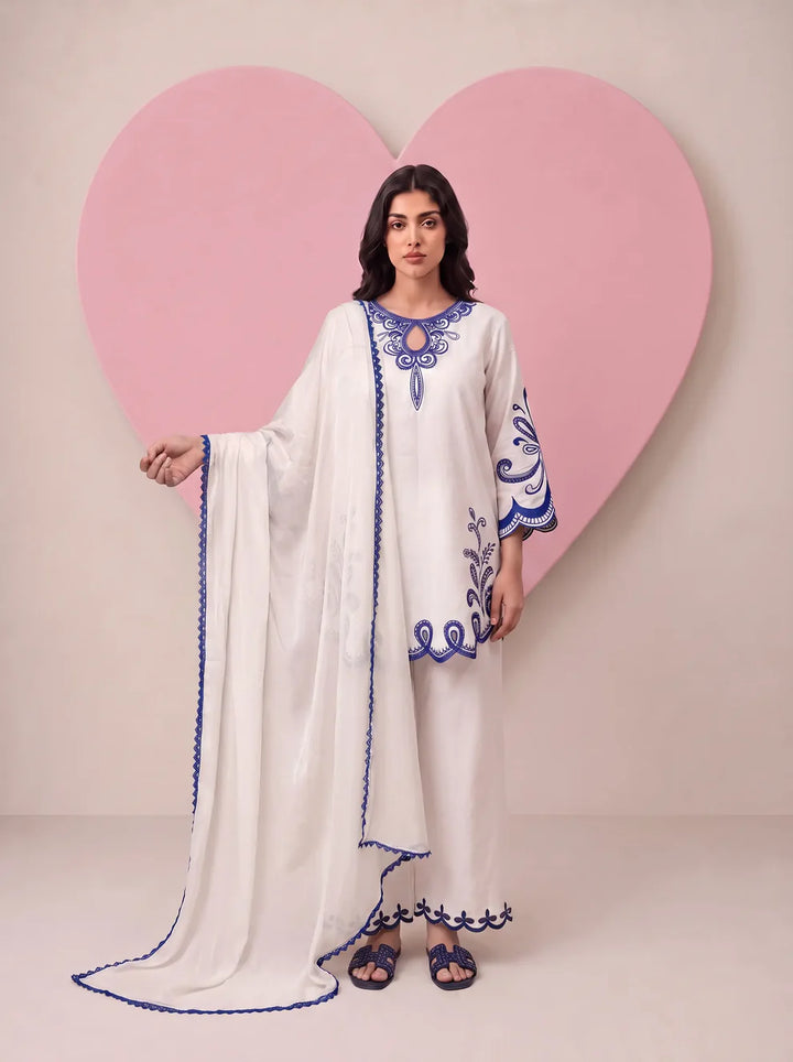 Scherezade Women RTW Embroidered Lawn Cotton 3 Piece Suit OCEANE - Casual Collection