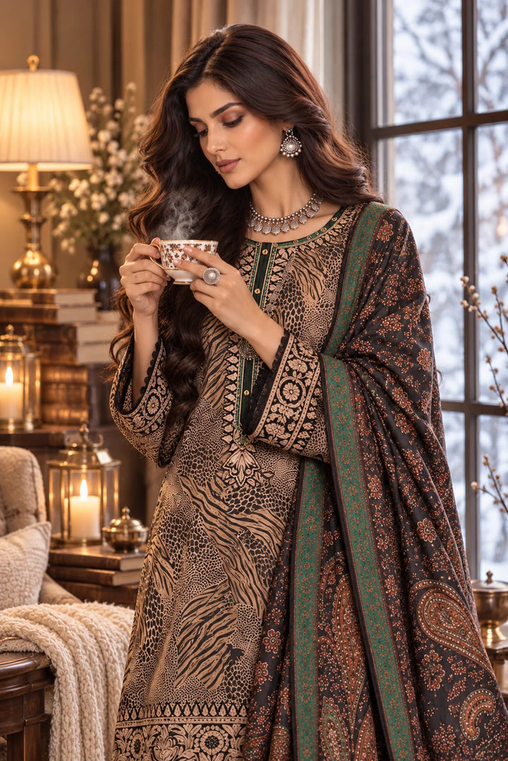 Noor by Saadia Asad Unstitched Printed Linen 3 Piece Suit SA26UNL D1 A - Winter Collection