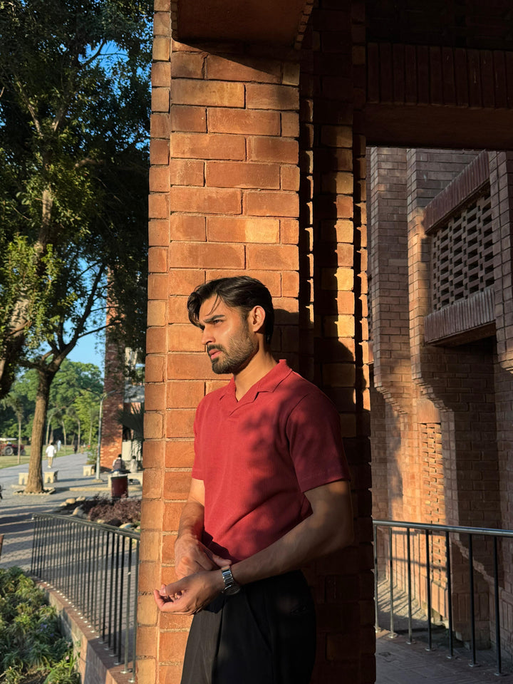 Muraqsh Ready To Wear Solids Waffle Men Waffle Rust Revere Polo ABD-WRRP - Summer Collection