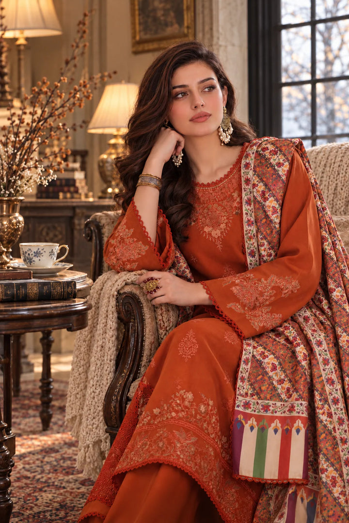 Noor by Saadia Asad Unstitched Embroidered Linen 3 Piece Suit SA26UNL D10 B - Winter Collection