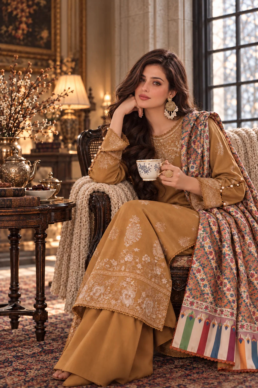 Noor by Saadia Asad Unstitched Embroidered Linen 3 Piece Suit SA26UNL D10 A - Winter Collection