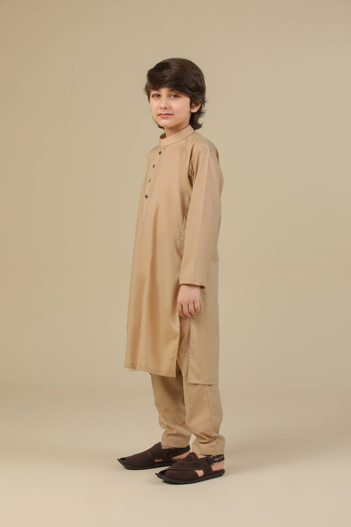 Muraqsh Ready To Wear Solids Cotton Boys Camel Kurta Trouser MUR-CSCKT - Summer Collection