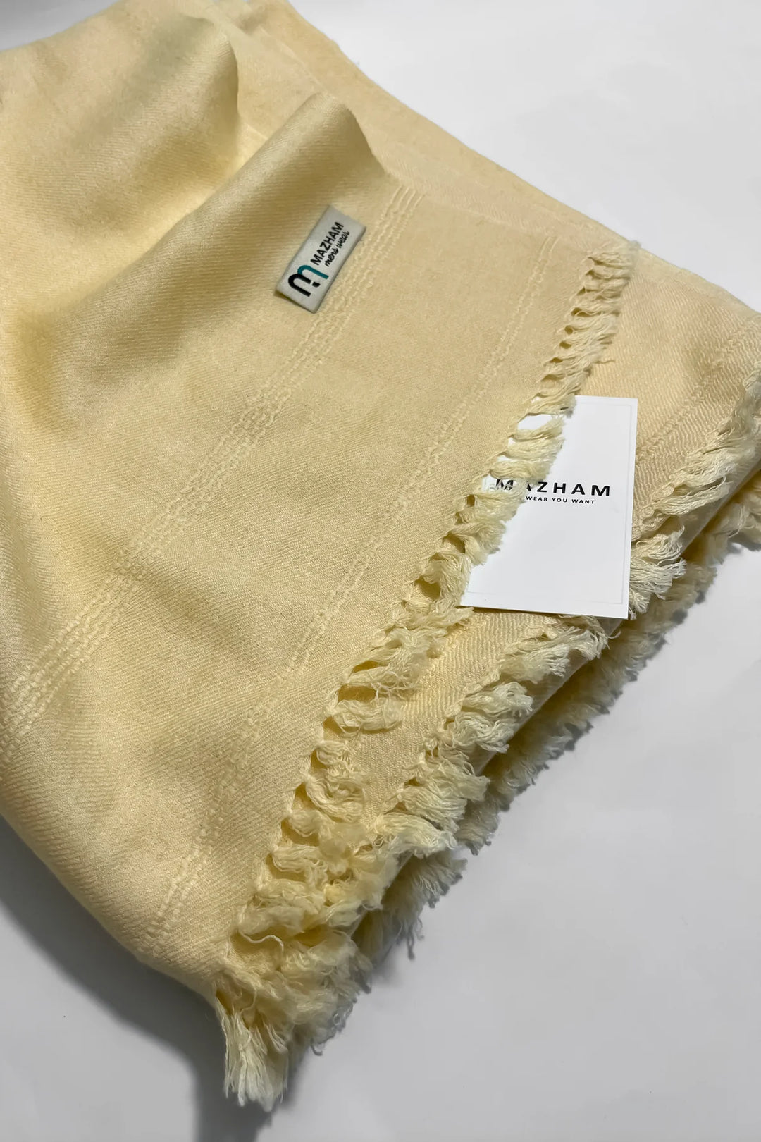 Mazham Wool Shawl Unstitched Cream Wool - Winter Collection