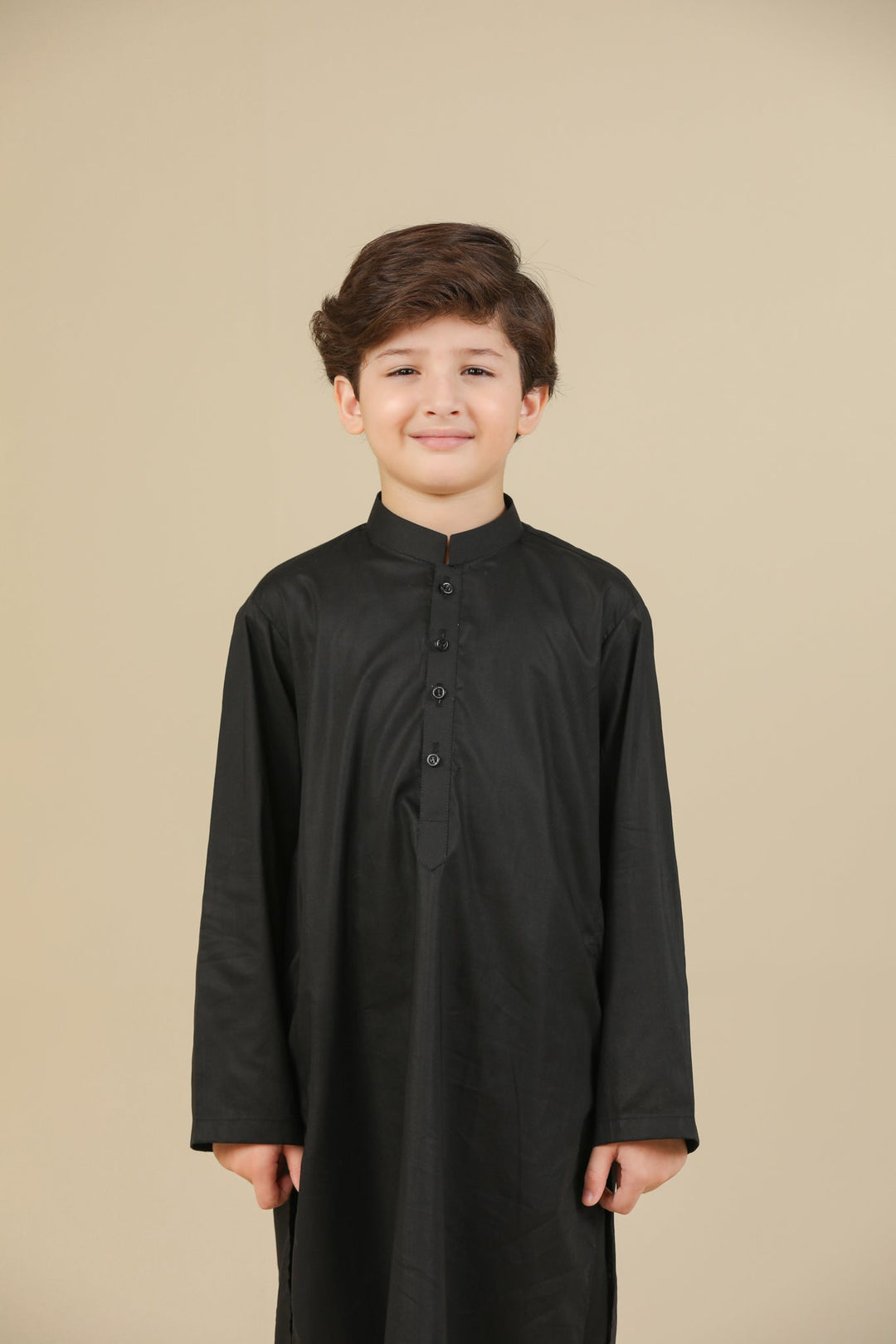 Muraqsh Ready To Wear Solids Cotton Boys Black Kurta Trouser MUR-BSCKT - Summer Collection